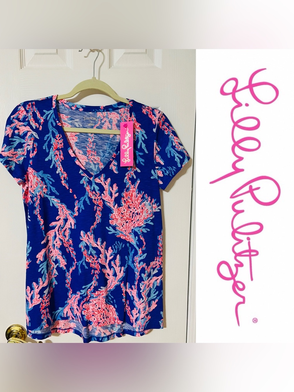 NWT Lilly Pulitzer Etta Knit Top in Swim in Over Print-Sz S